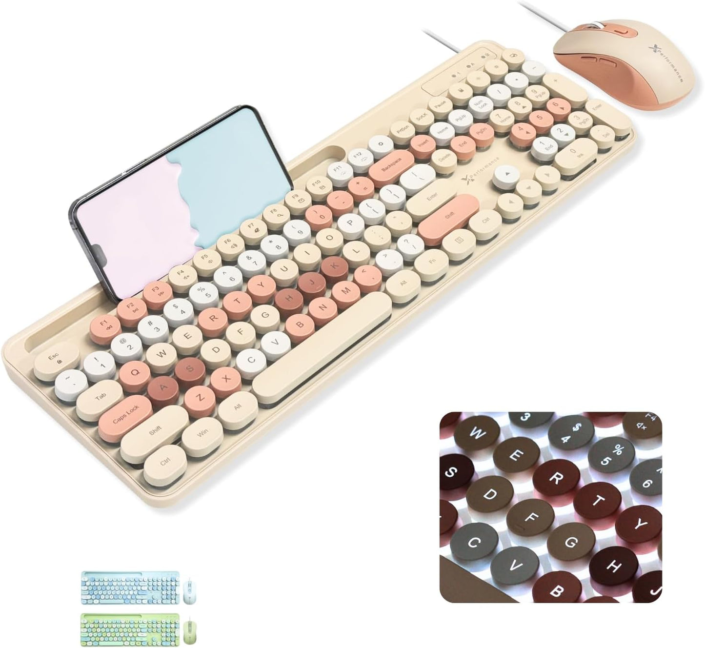 X9 Wired Keyboard and Mouse Combo - Backlit Retro Aesthetic
