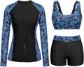 Long Sleeve Swimsuit for Women - 3-Piece Rash Guard Set with Shorts