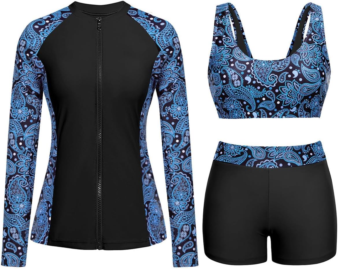 Holipick Long Sleeve Swimsuits for Women - 3 Piece Set
