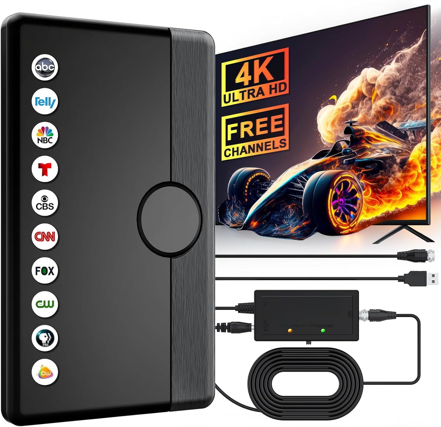 Long Range TV Antenna for Smart and Old TVs with Amplifier