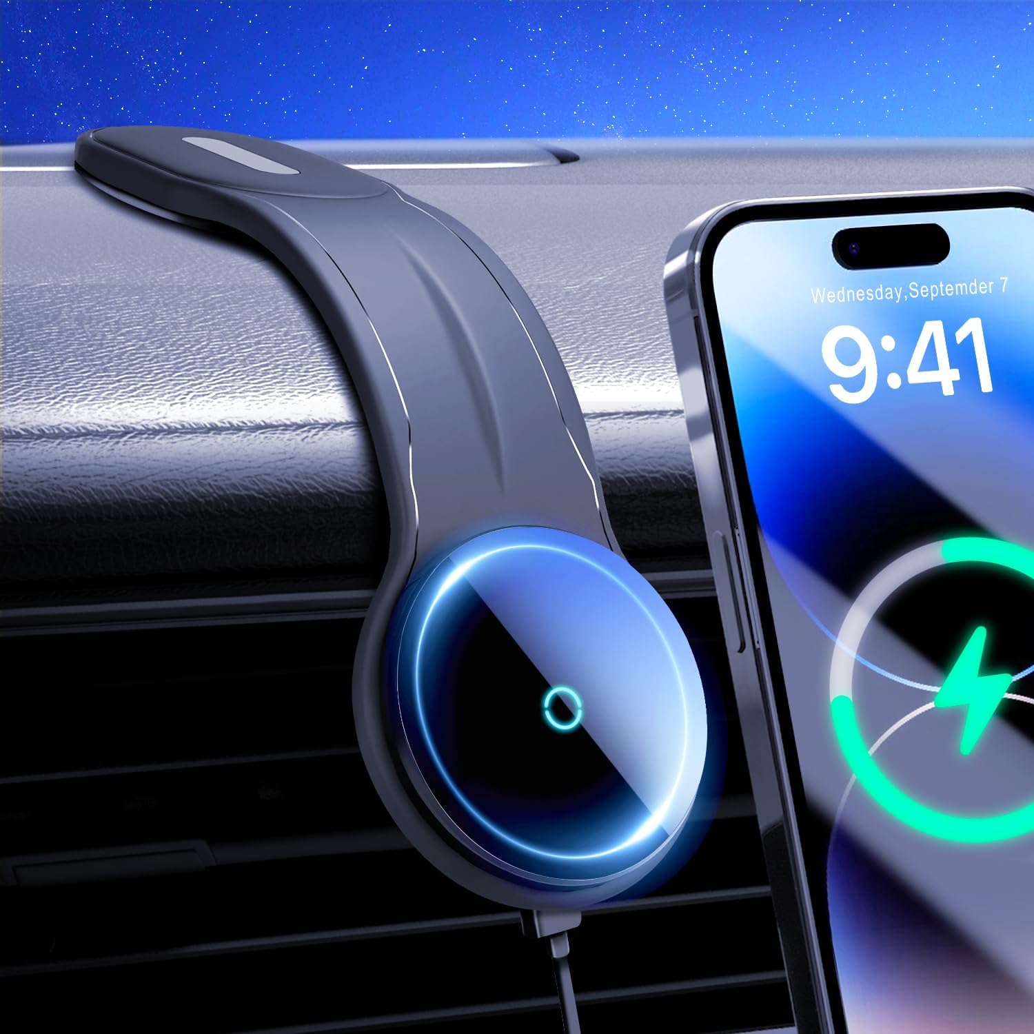 ANKEWAY 15W Wireless Car Charger: Fast Magnetic Charging for iPhone & MagSafe Case