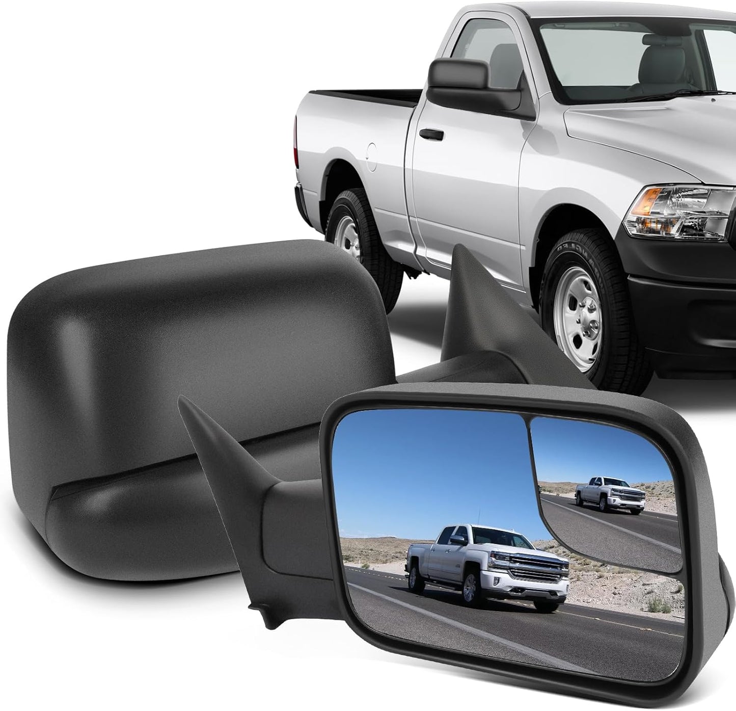 ECCPP Black Manual Adjusted Side View Mirrors for Dodge Ram