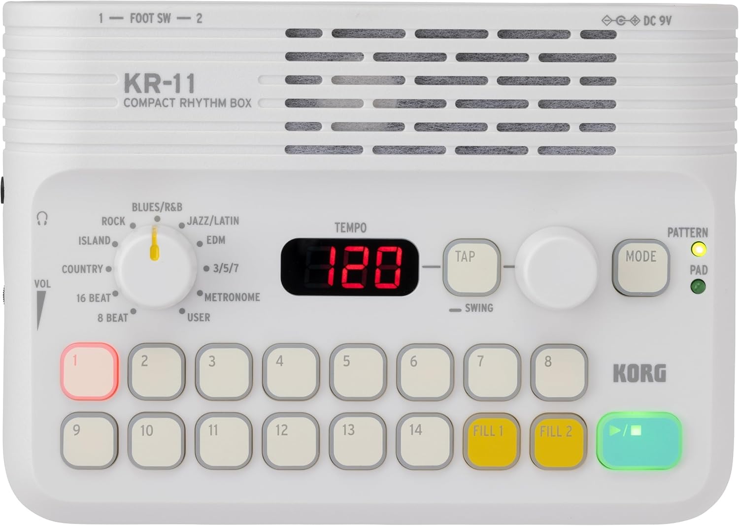 Korg KR11 Portable Rhythm Box with 16 Velocity-Sensitive Pads