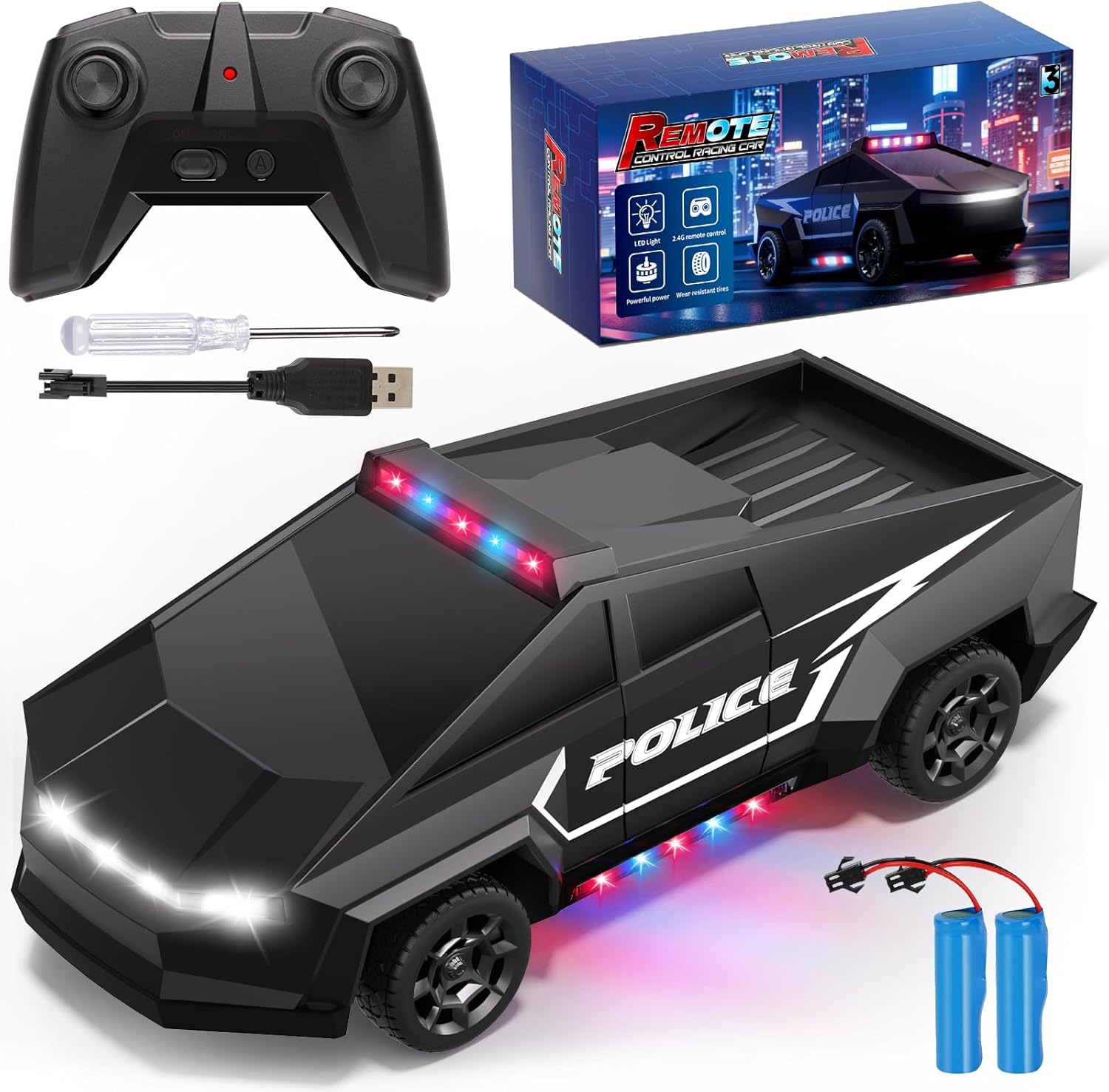 Remote Control Car for Boys, 1:22 RC Trucks Police Car Toy