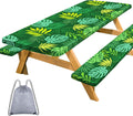 Waterproof Picnic Table Cover Set 72x30 Inch - Pink Dino