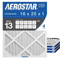 Aerostar 16x25x1 MERV 13 Pleated Air Filters - 4 Pack