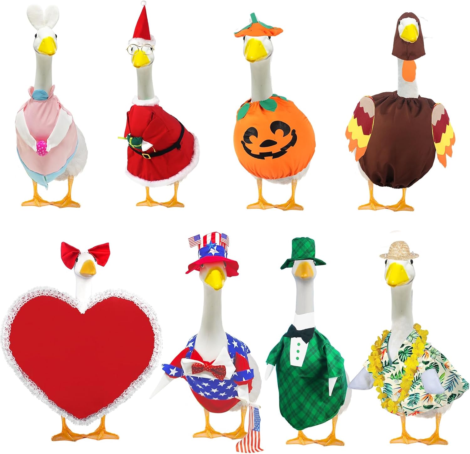 8 Set Holiday Porch Goose Outfits for Year-Round Fun