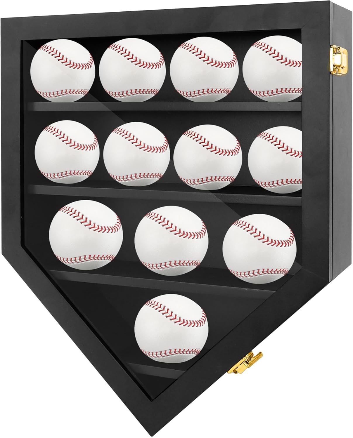 Baseball Display Frame Case for 12 Baseballs with Lockable Door