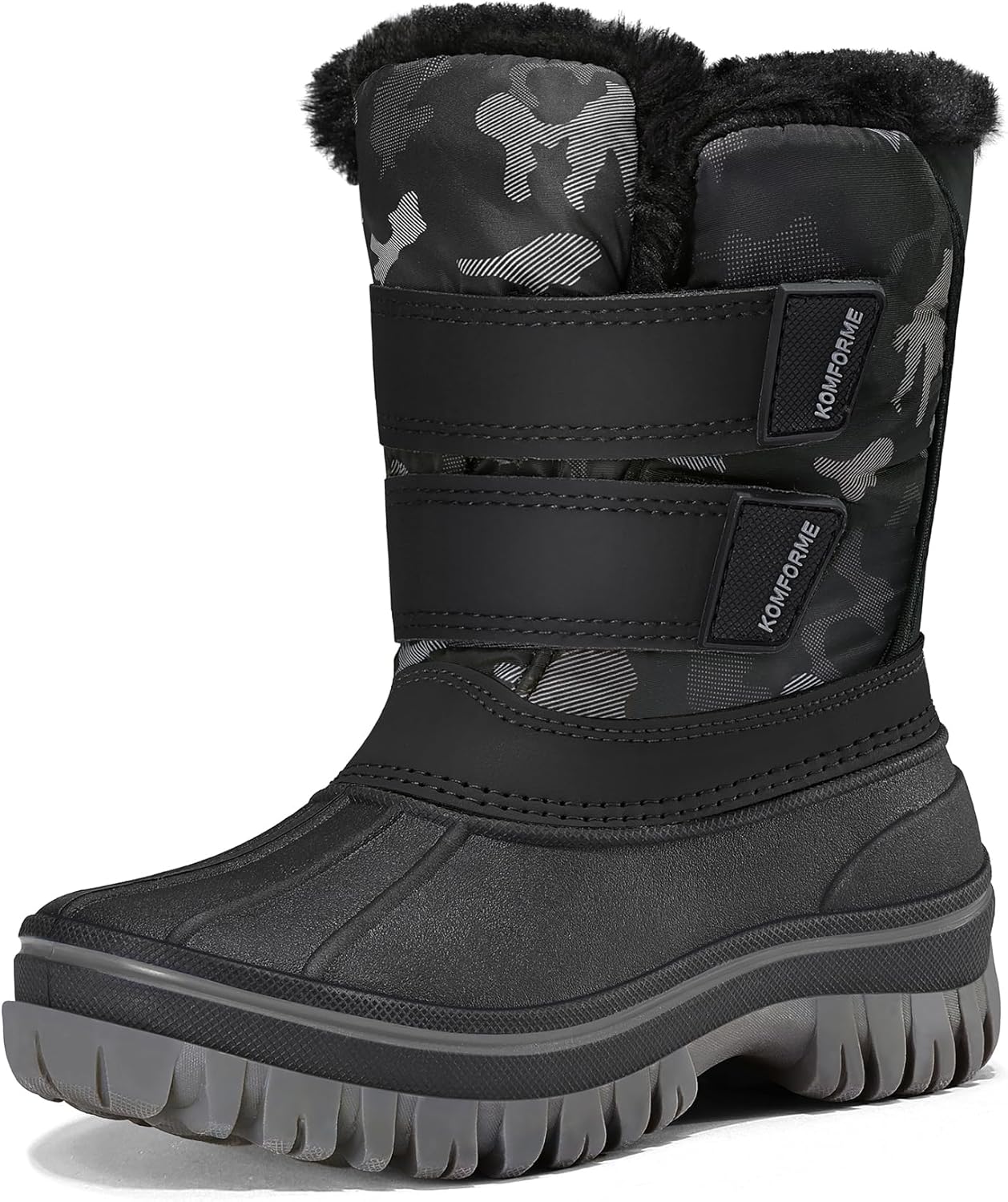 K KomForme Boys Girls Snow Boots Water-resistant Warm Faux Fur