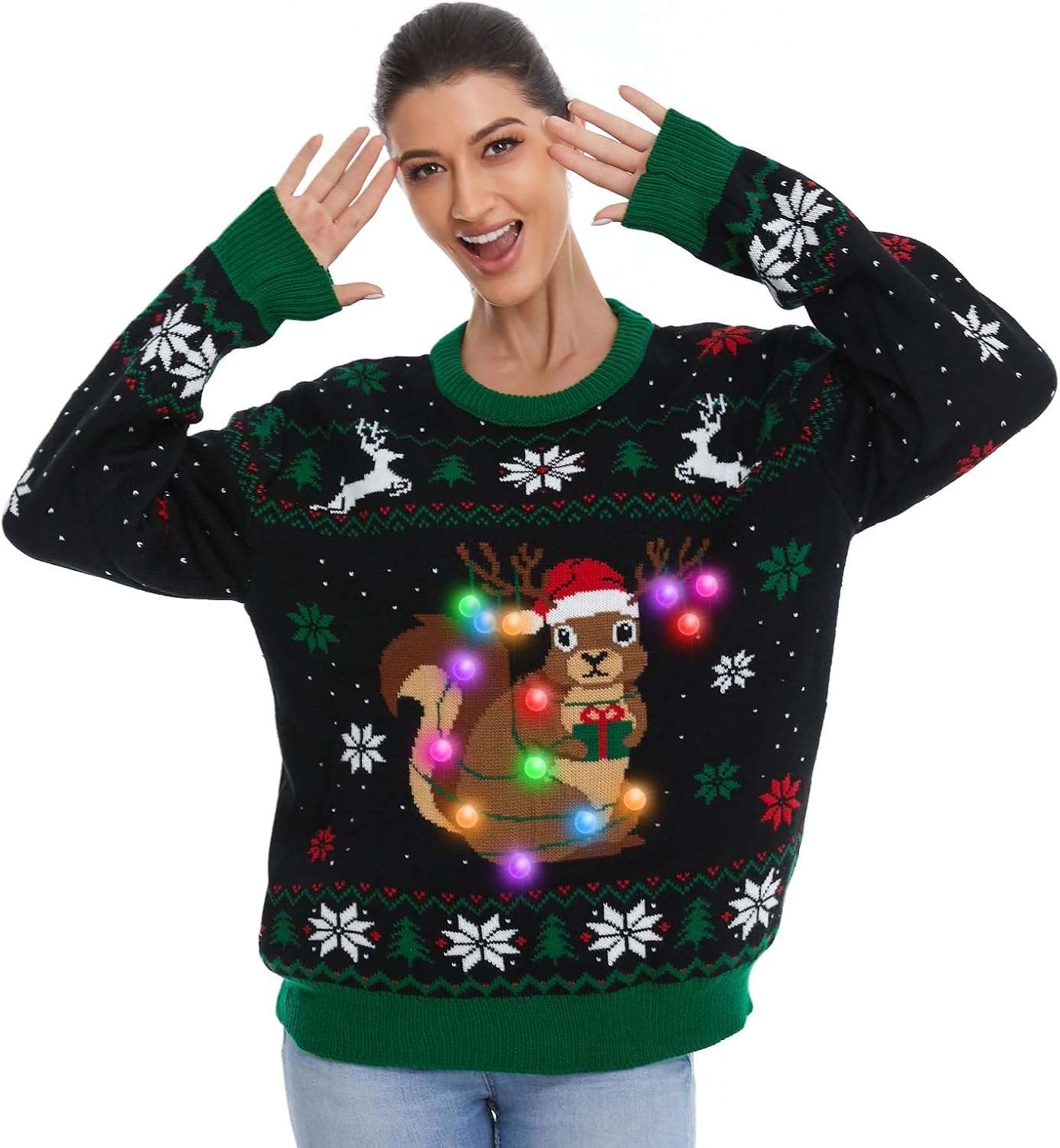 Light Up Women Knitted Christmas Sweater for Festive Fun