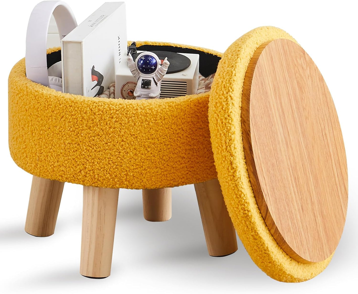 Wimarsbon Storage Ottoman: Stylish Round Footrest for Any Room