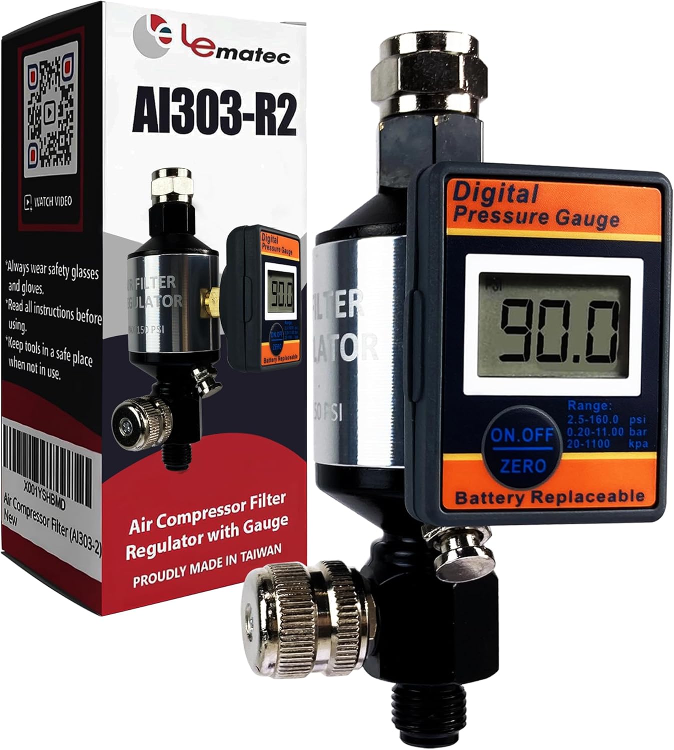 LE LEMATEC Digital Air Pressure Regulator for Pneumatic Tools