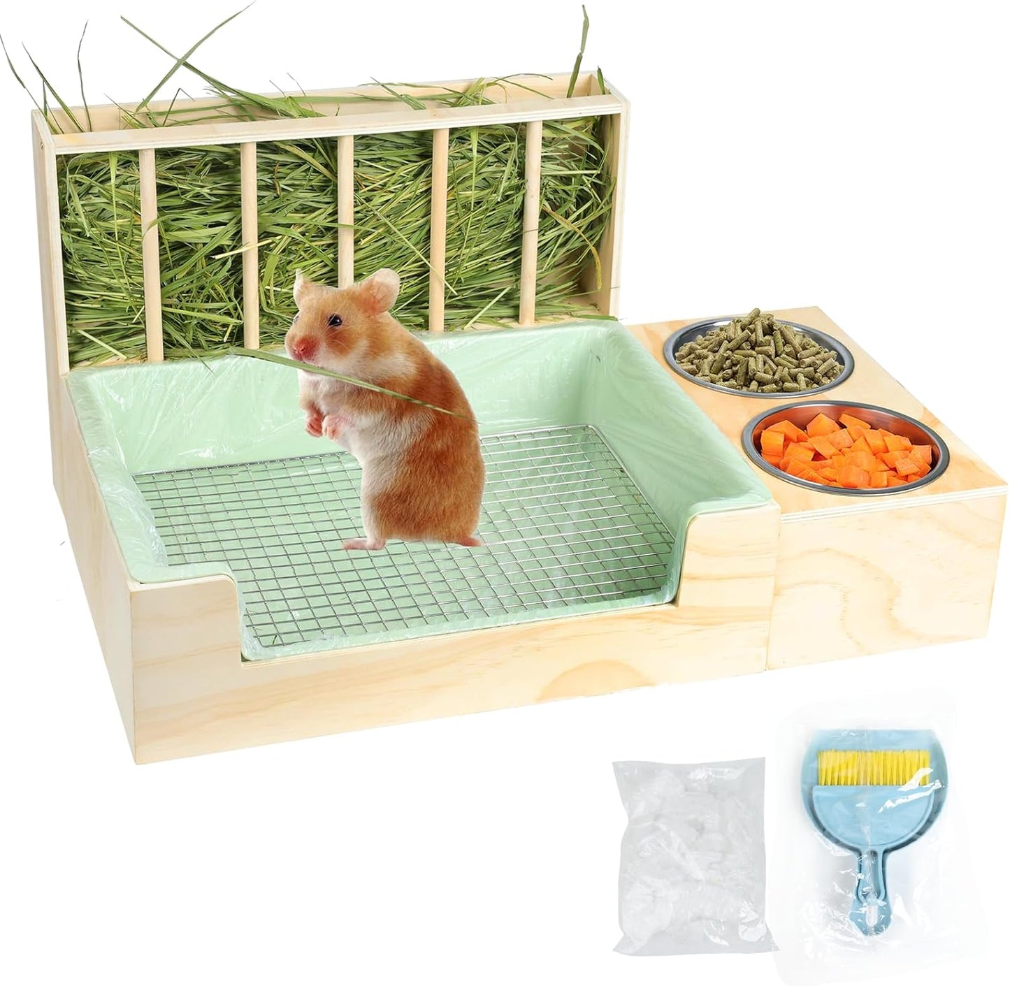 3-in-1 Steel Grids Rabbit Litter Box for Easy Pet Training