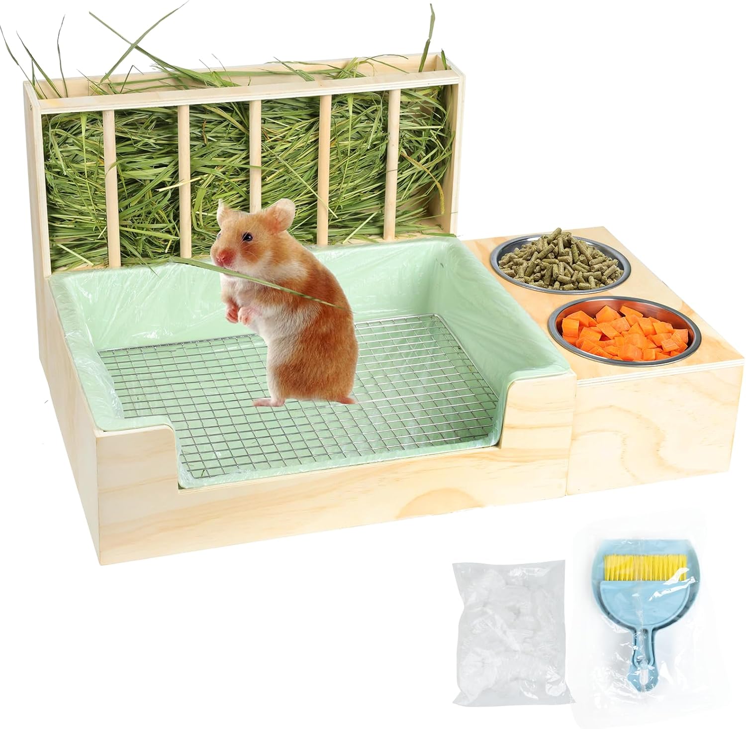 3-in-1 Steel Grids Rabbit Litter Box for Easy Pet Training