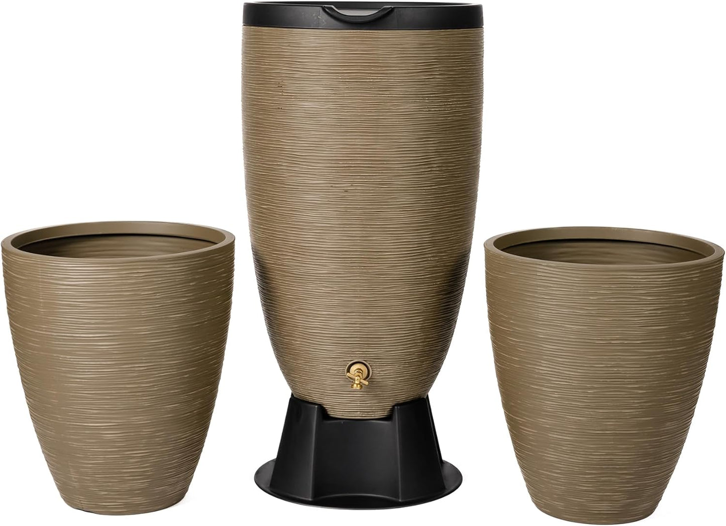 Newport 50Gallon FlatBack Rain Barrel with Stand & Planters
