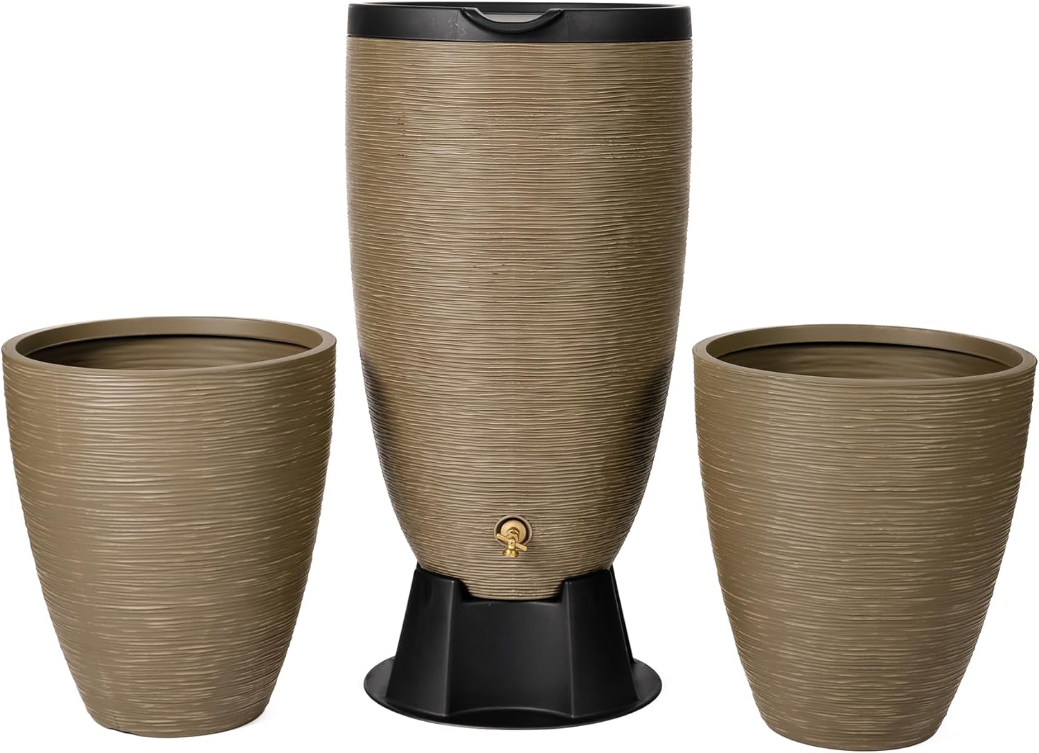 Newport 50Gallon FlatBack Rain Barrel with Stand & Planters