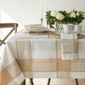 Heavyweight Jacquard Fabric Table Cloth with Gold Metallic Accents