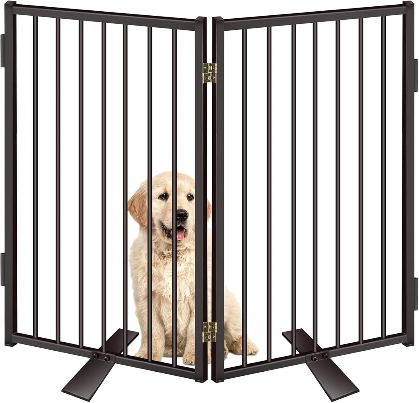 Metal Freestanding Dog Gates with Door for Indoor and Outdoor Use
