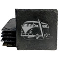 Surf's Up! Vintage VW Bus Slate Coasters - Set of 8 - Beach Vibes