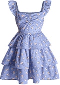 Girls Floral Summer Dress Ruffle Shirred High Waist
