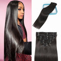 Clip in Hair Extensions 14 in 80g 1B Natural Black - Real Human Hair