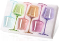 Physkoa Colored Wine Glasses Set of 6 - Hand Blown Crystal