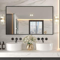 Black Rectangle Bathroom Mirror 60in x 36in - Matte Frame, No