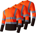 Hi Vis Shirts for Men 3-Pack - Long Sleeve Reflective Work Shirts