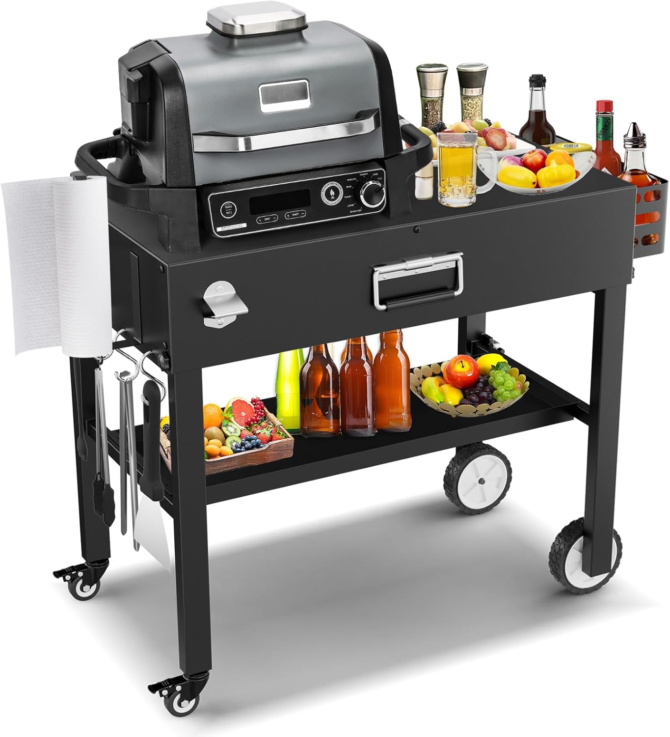Portable Outdoor Grill Table Cart for Ninja Woodfire Grill