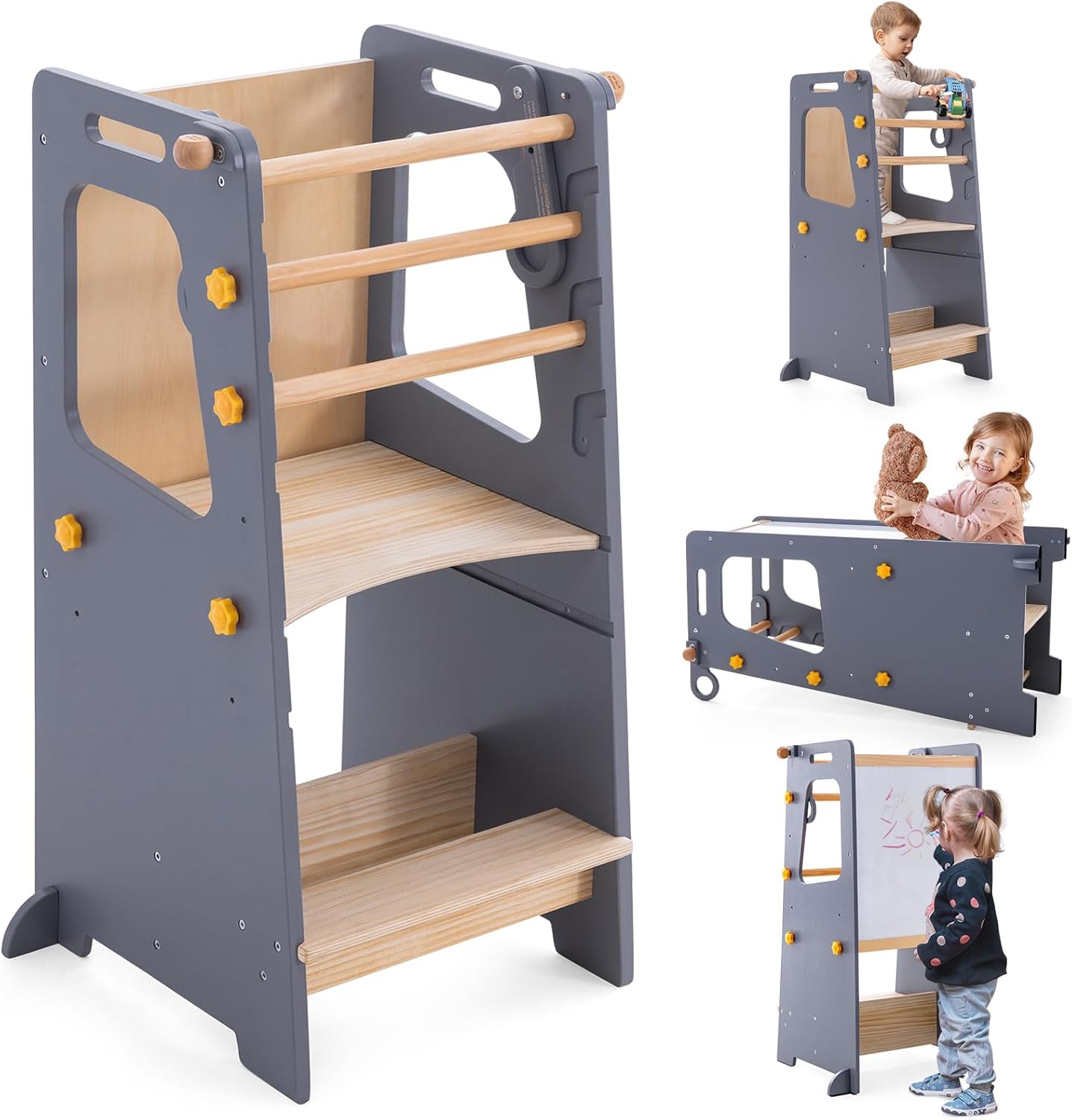 Toddler Standing Tower with Adjustable Height and Whiteboard