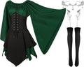 Haysandy Women Elf Costume Renaissance Irish Dress Set - Cosplay