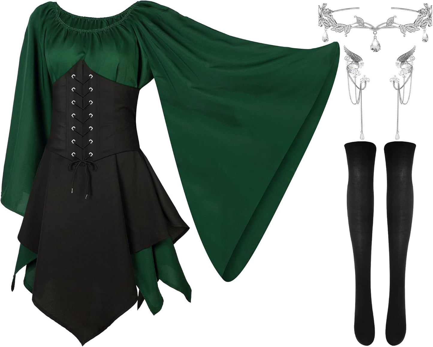 Haysandy 4 Pcs Women Elf Costume for Halloween Cosplay Fun
