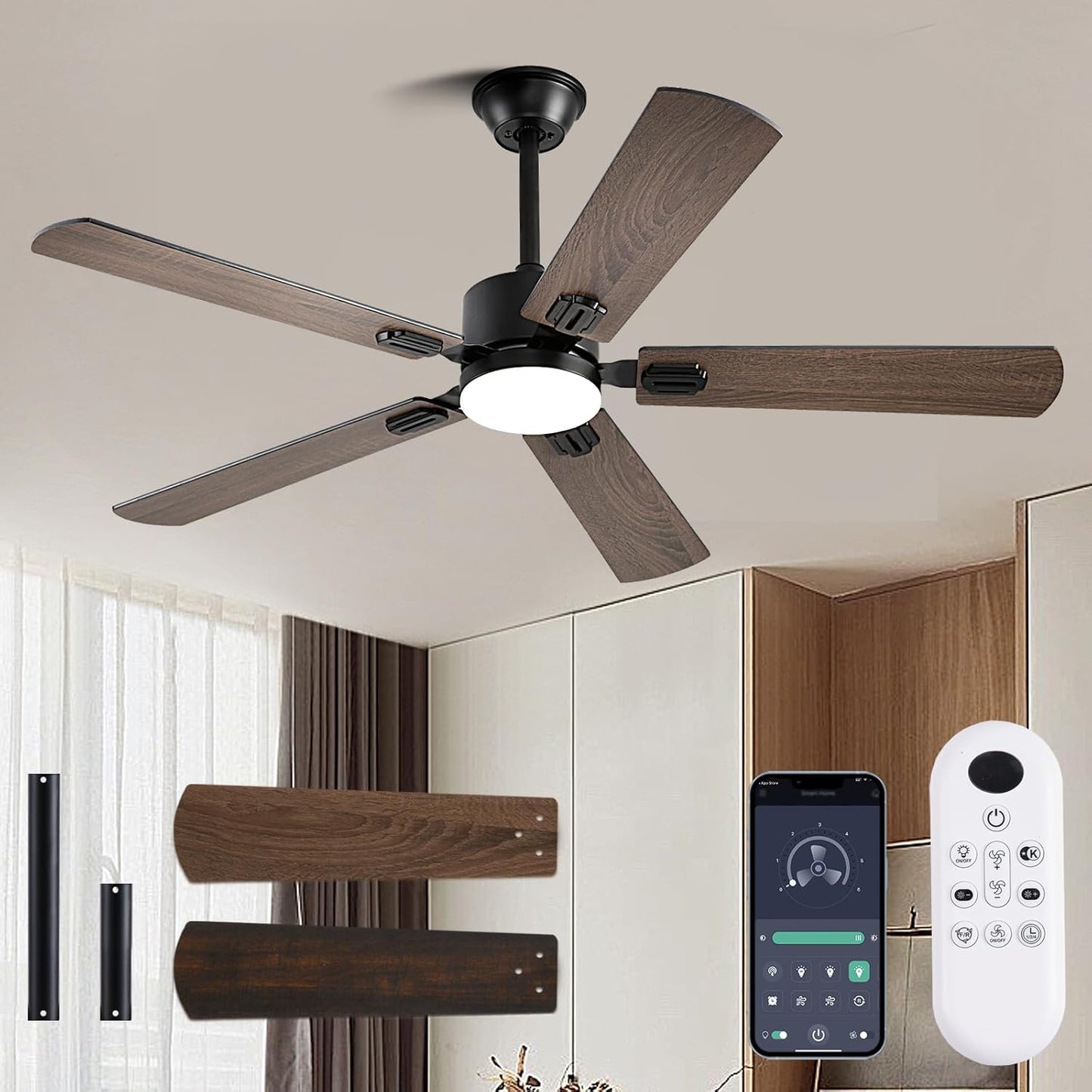 56 Inch Ceiling Fan with Lights and Remote Control for Comfort