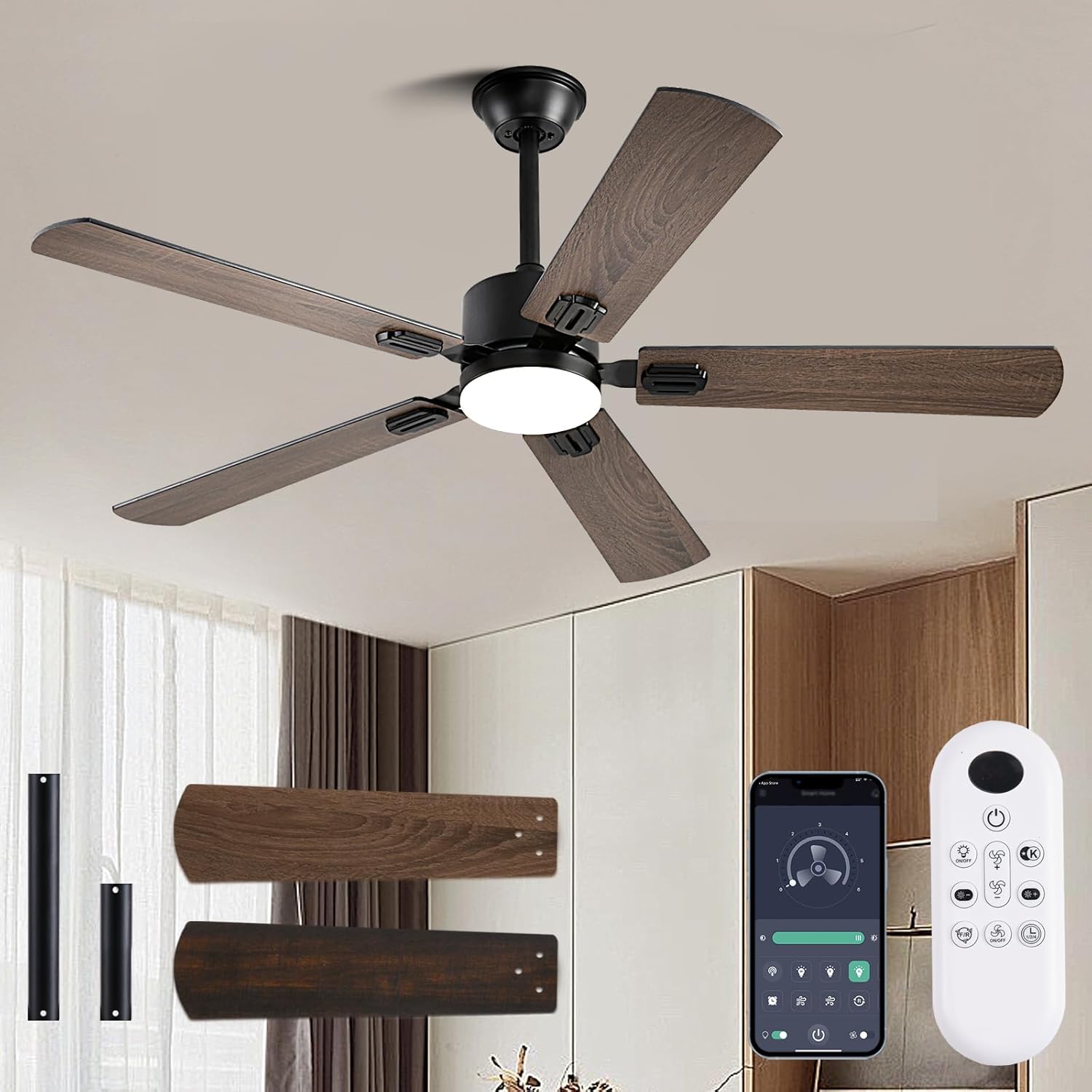 56 Inch Ceiling Fan with Lights and Remote Control for Comfort