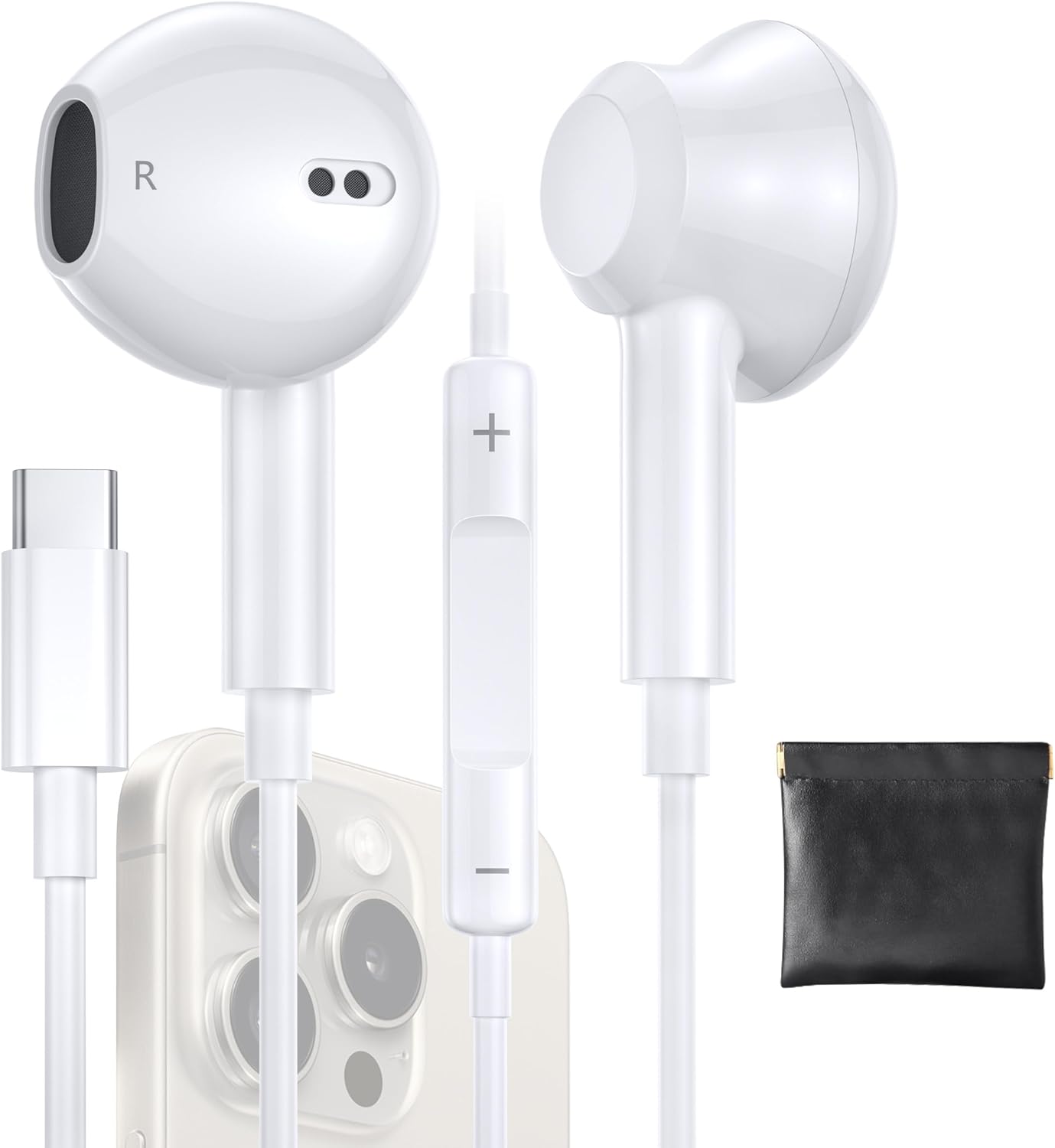 HiFi Stereo USB C Earbuds for iPhone 16 Pro Max