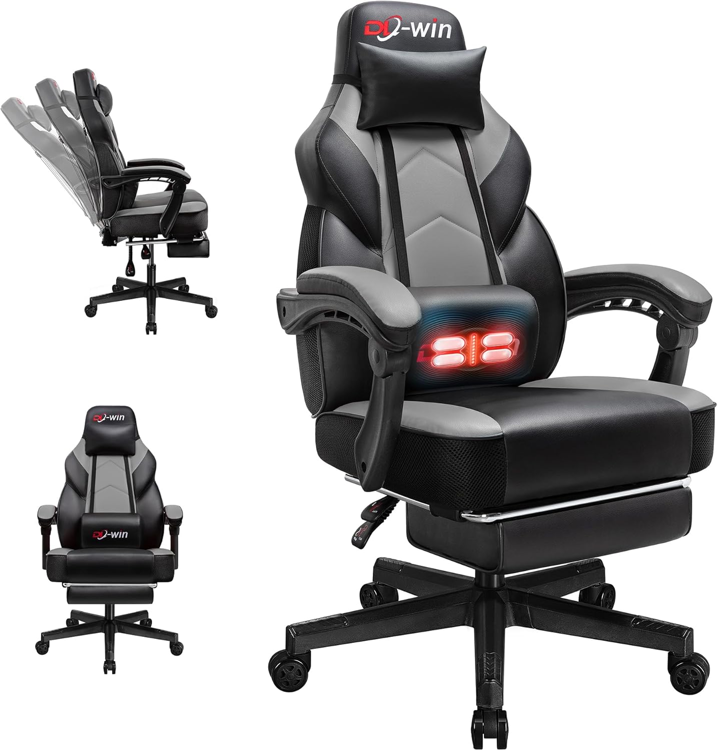 Gaming Chairs for Adults with Footrest and Massage Support