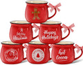 Christmas Coffee Mugs Set of 6 for Holiday Hot Cocoa Gifts