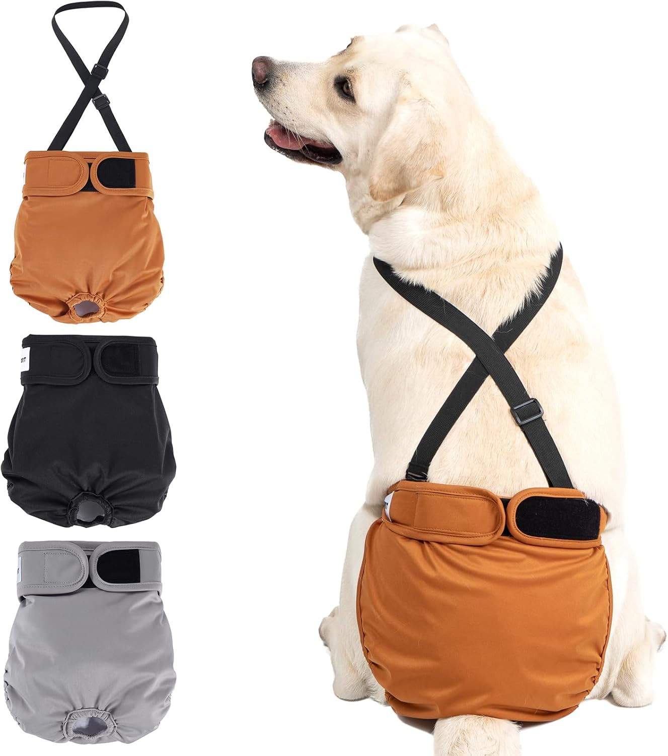 Avont Washable Dog Diapers Set with Suspender - Leak-proof Design