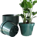 10 Pack Green Plastic Planter Pots 10 in - Durable Nursery Set