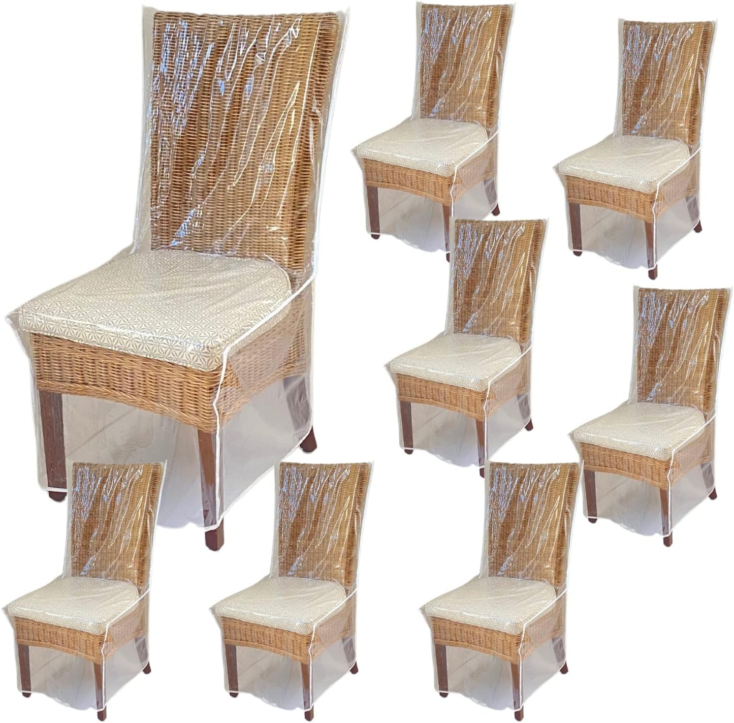 Evelots Heavy Duty Clear PVC Vinyl Chair Covers - 8 Pack