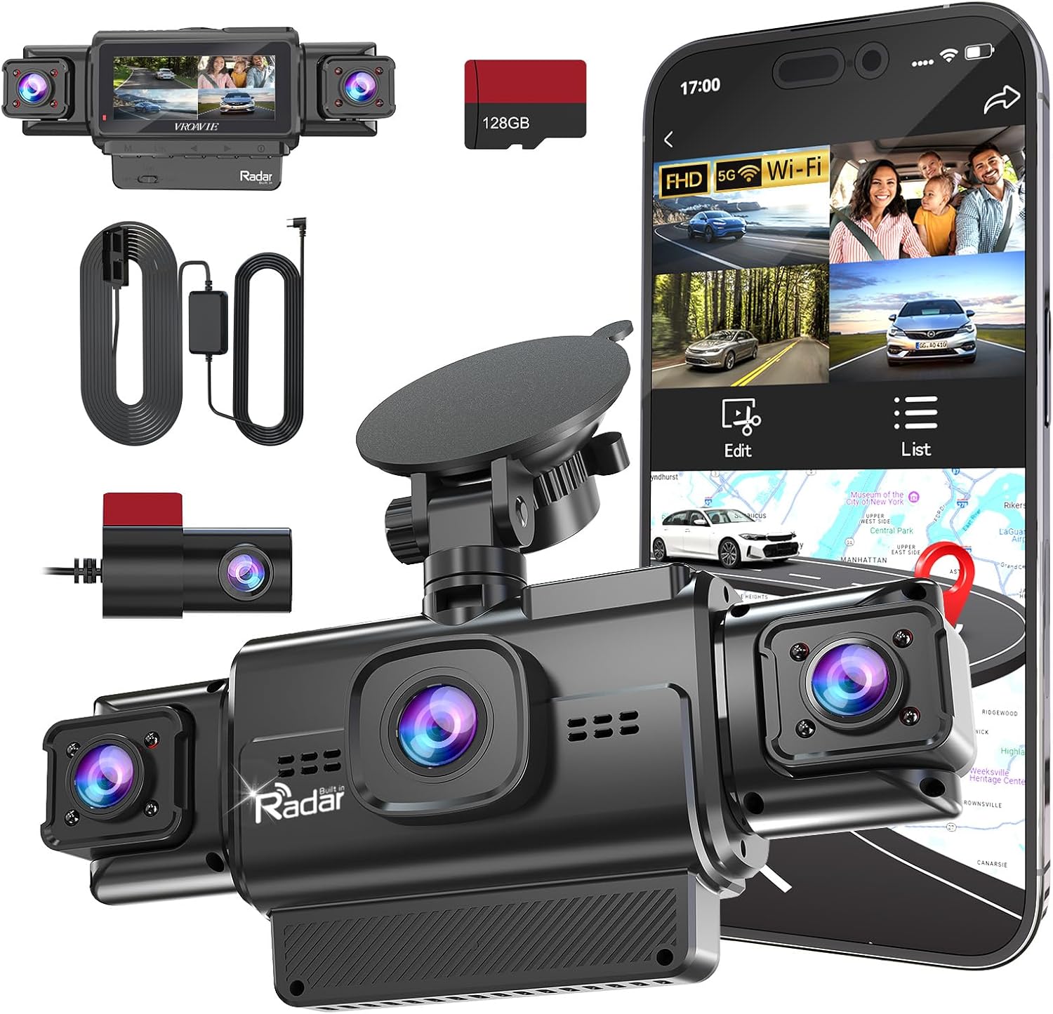 4 Channel 360 View Dash Cam with Night Vision and GPS Tracking