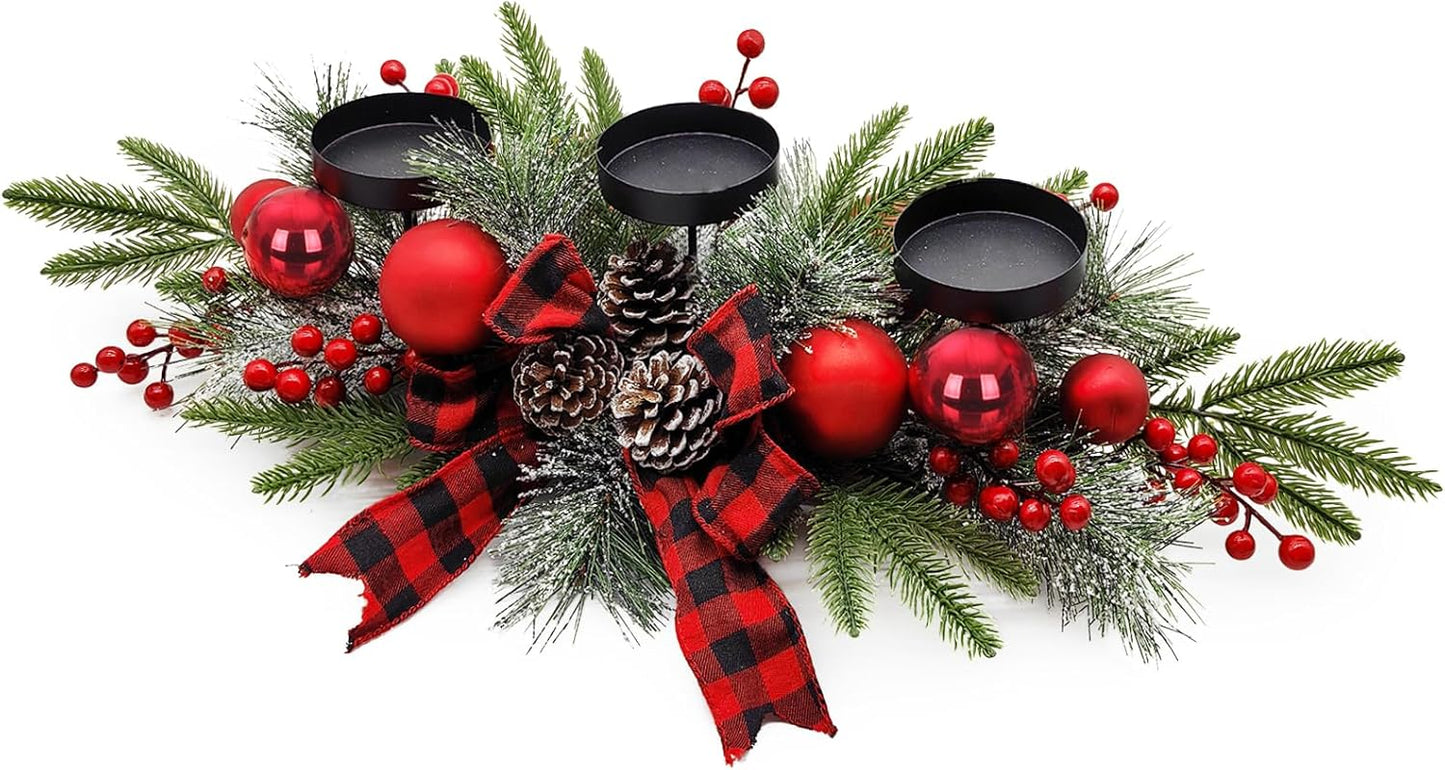 Christmas Table Centerpieces with Golden Bowknot and Ornaments