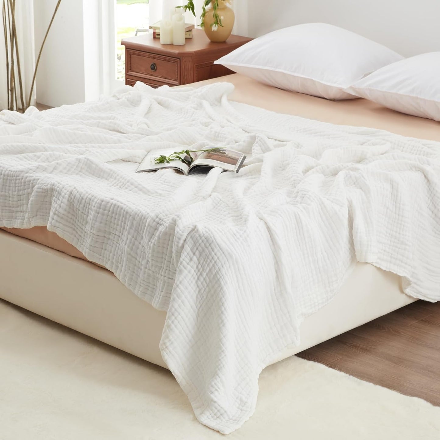 100% Cotton Muslin Blanket for Couch and Bed - Soft and Breathable