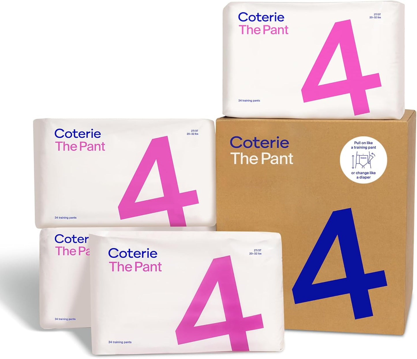 Coterie The Pant Size 4 Pull Up Style Diapers for Sensitive Skin