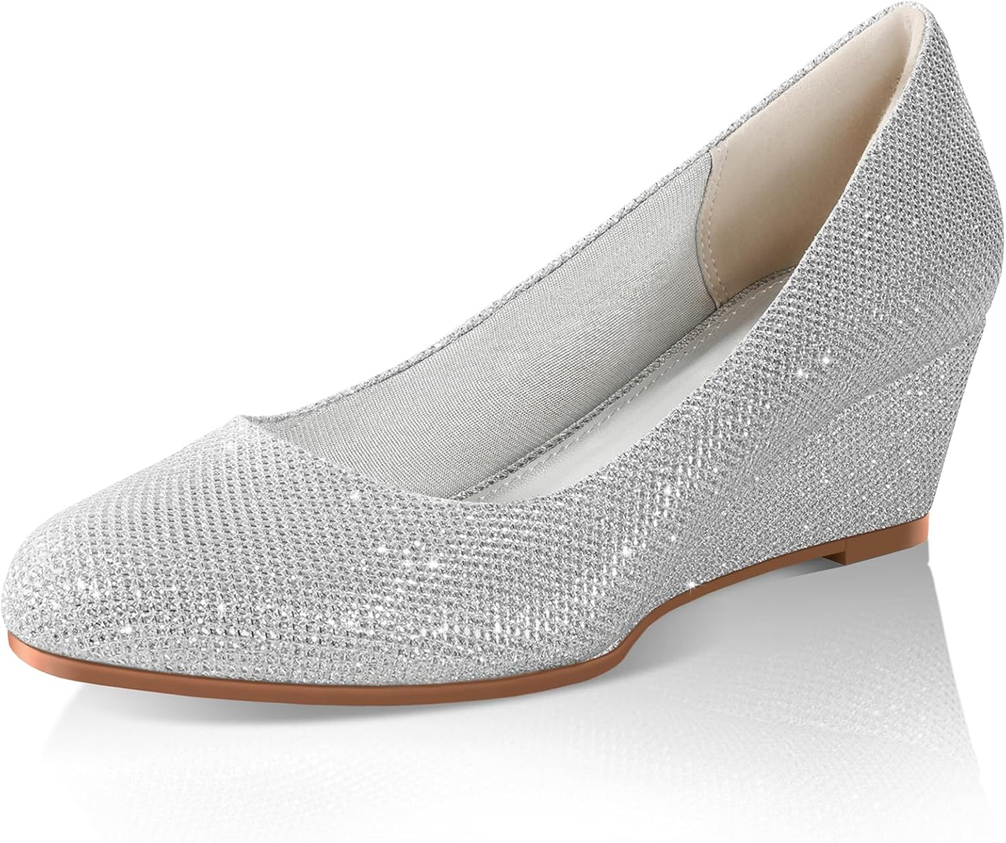Ankis Black Nude Silver Gold Wedges for Women - 2 Inch Comfort