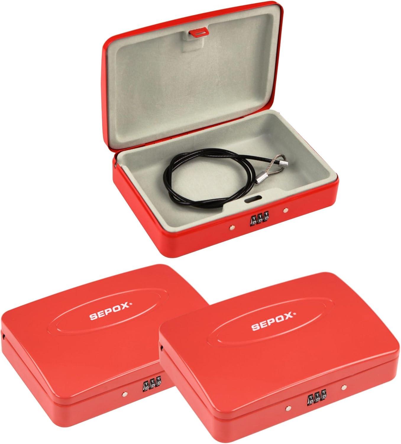 SEPOX Small Fireproof Waterproof Safe Box for Travel Security