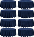 8 Pack Round Tablecloth 70 in Round Table Covers - Bulk Navy Blue