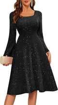 Prom Dress for Teens Sequin Formal Midi with Flutter Short Sleeves