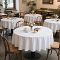 6 Pack White 70 in Round Polyester Tablecloth - Washable Wedding Cover