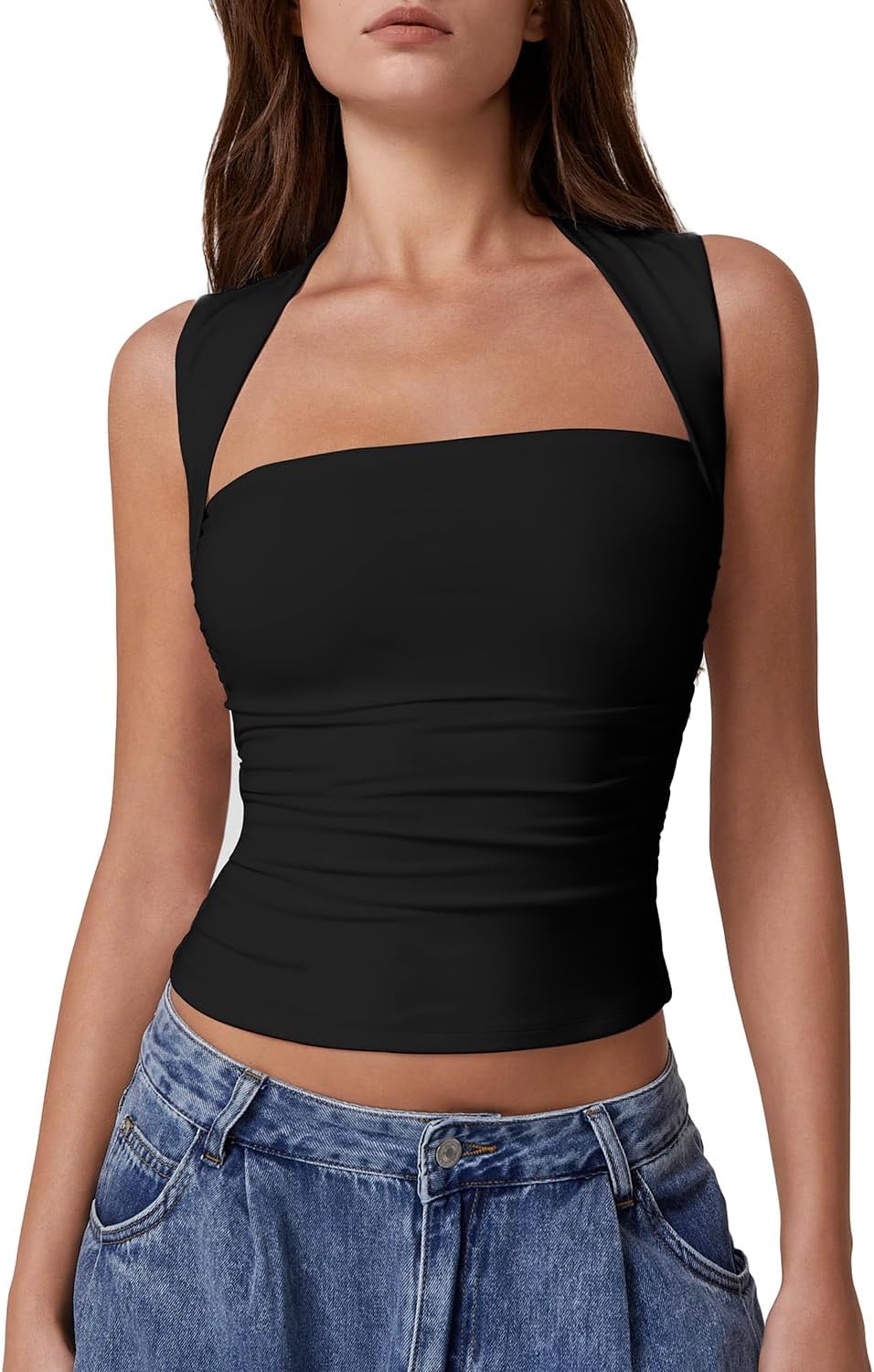 QINSEN Womens Square Neck Tank Tops for Summer Style